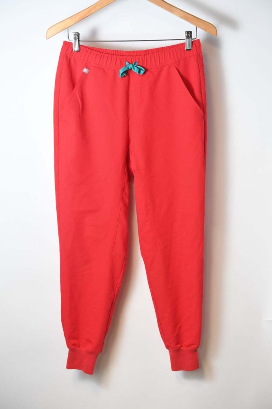 FIGS Men's Tansen Jogger Scrub Pants Coral Red Teal Drawstring Size XS / S